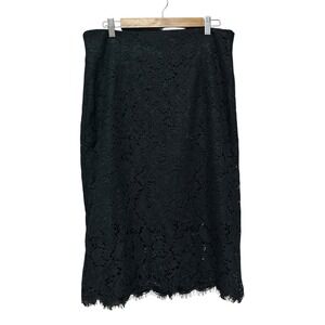 Eva Mendes Black Lace Pencil Skirt Midi Zipper Back Size L